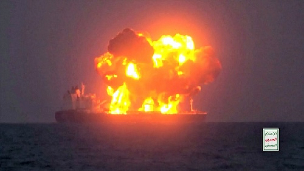 UP IN FLAMES Houthi Attack Blows up Greek Oil Tanker in the Red Sea VIDEO
