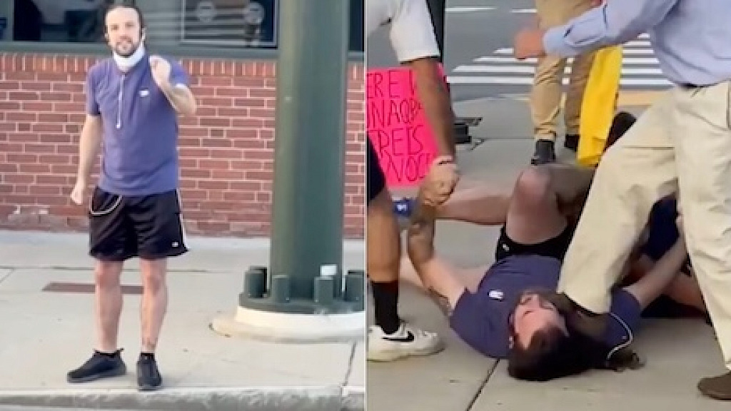 Angry Palestinian Supporter Shot in the Stomach After Violently Attacking Pro Israel Iraq War Veteran