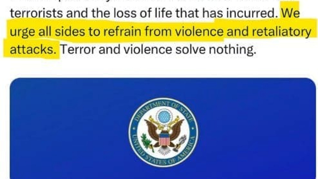 Biden Administrations Office of Palestinian Affairs Urges Israel NOT to Defend Itself and Retaliate Against the 5000 Missile Attack and Deadly Raid into Southern Israel by Hamas